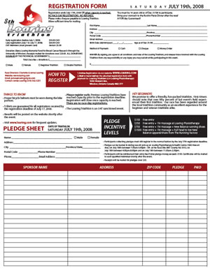 2008 Loaring Triathlon Registration Form & Pledge Sheet